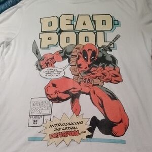 Men's White Large Marvel Deadpool Comic Merc With A Mouth Shirt Streetwear